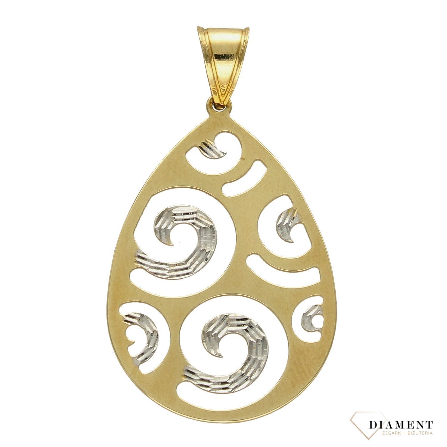 Złota zawieszka 585 łezka z białym złotem DIA-ZAW-0978-585.jpg