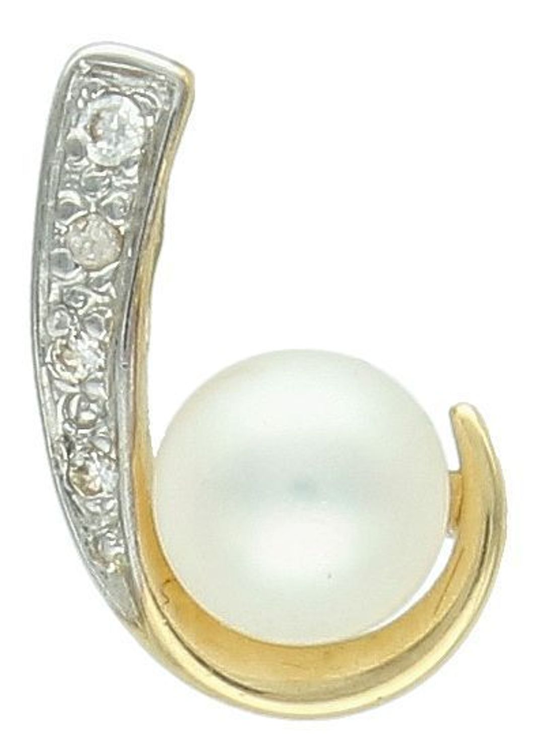 Złota zawieszka Apart Perła i cyrkonie próba 585 DIA-ZAW-1001K-585. Delikatna zawieszka. Zawieszka złota z perłą. Zawieszki złote. Prezent dla kobiety. Złota biżuteria. Modne zawieszki. 2.jpg