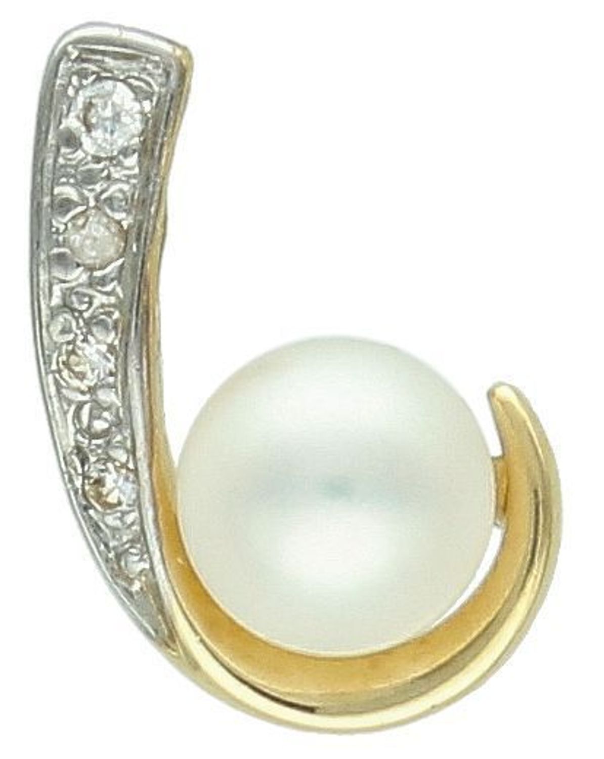 Złota zawieszka Apart Perła i cyrkonie próba 585 DIA-ZAW-1001K-585. Delikatna zawieszka. Zawieszka złota z perłą. Zawieszki złote. Prezent dla kobiety. Złota biżuteria. Modne zawieszki. 2.jpg