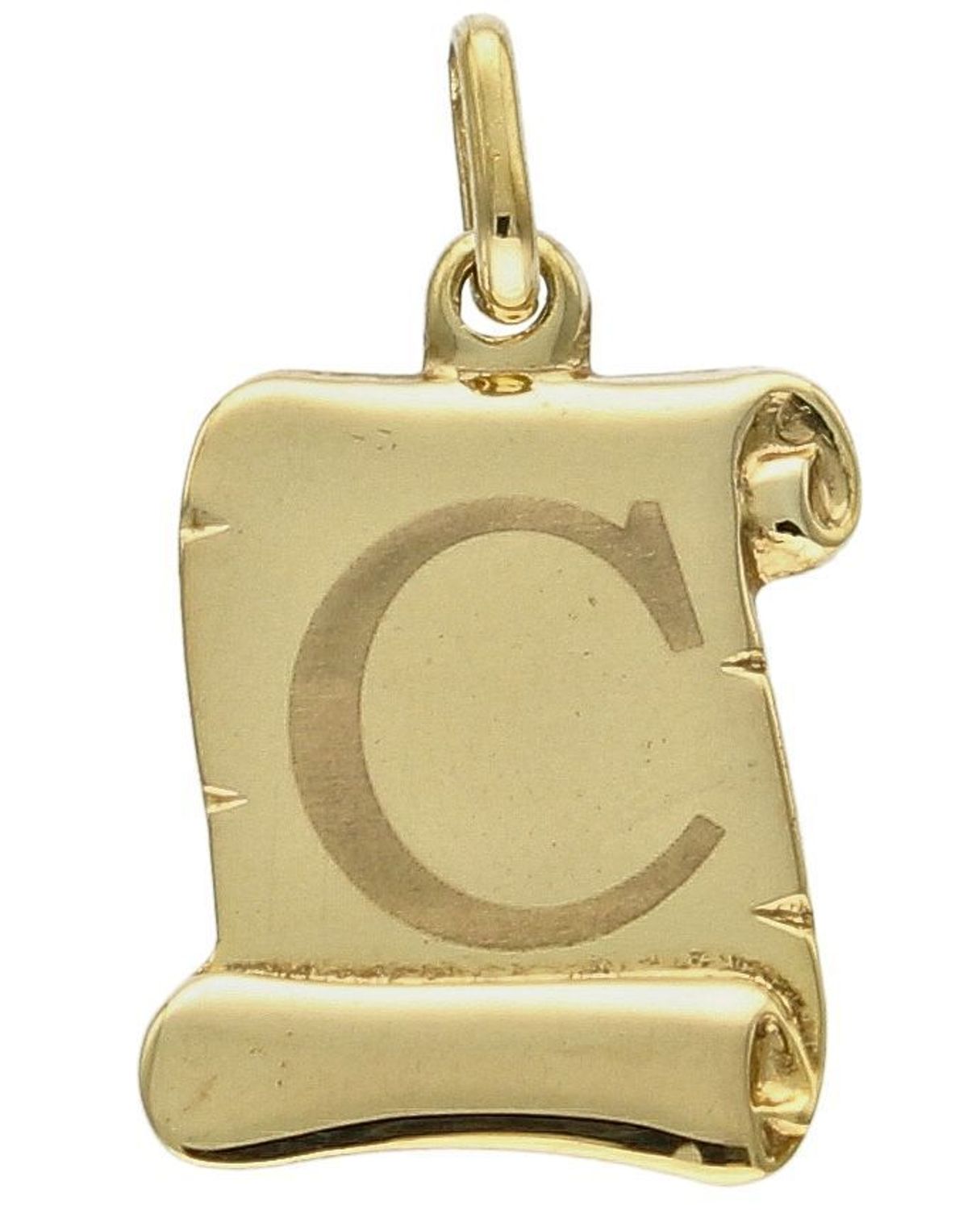 Złota zawieszka literka C na papirusie DIA-ZAW-10027-333. Wisiorek został wykonany z najwyższej jakości złota próby 333 na papirusie. Złoty wisiorek literka C na papirusie. Zawieszka damska z literką. Idealna zawieszka na prez.jpg