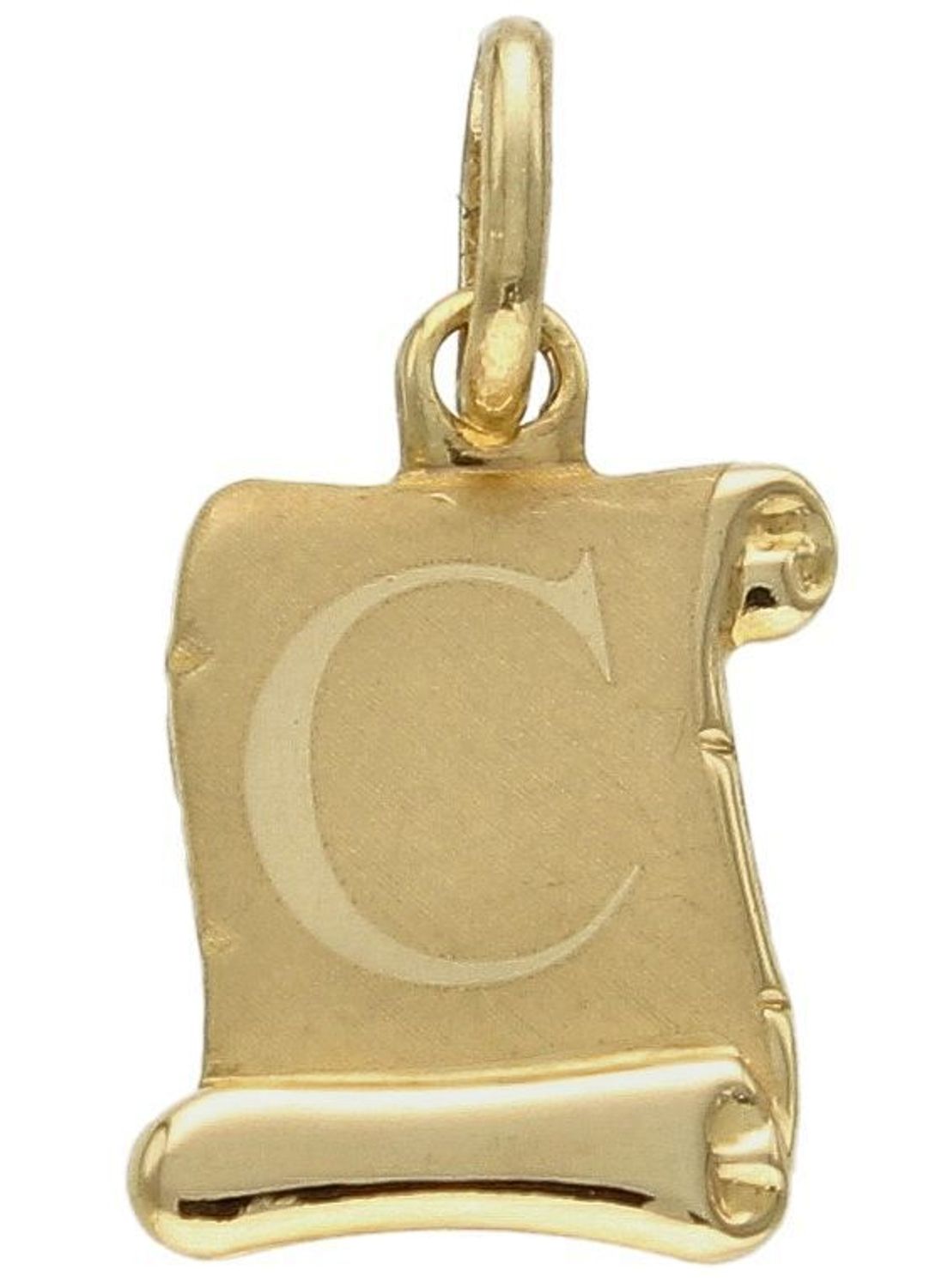 Złota zawieszka literka C na papirusie DIA-ZAW-10028-333. Wisiorek został wykonany z najwyższej jakości złota próby 333 na papirusie. Złoty wisiorek literka C na papirusie. Zawieszka damska z literką. Idealna zawieszka na prez.jpg