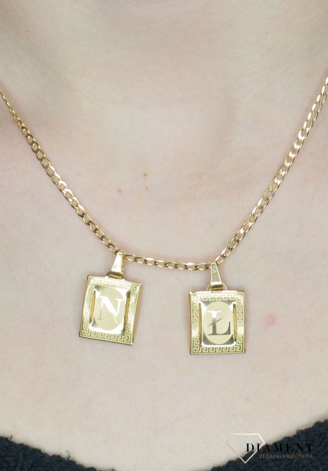 Złota zawieszka damska literka  N 333 Literka N na blaszce z Drogą Grecką DIA-ZAW-10045-333.jpg