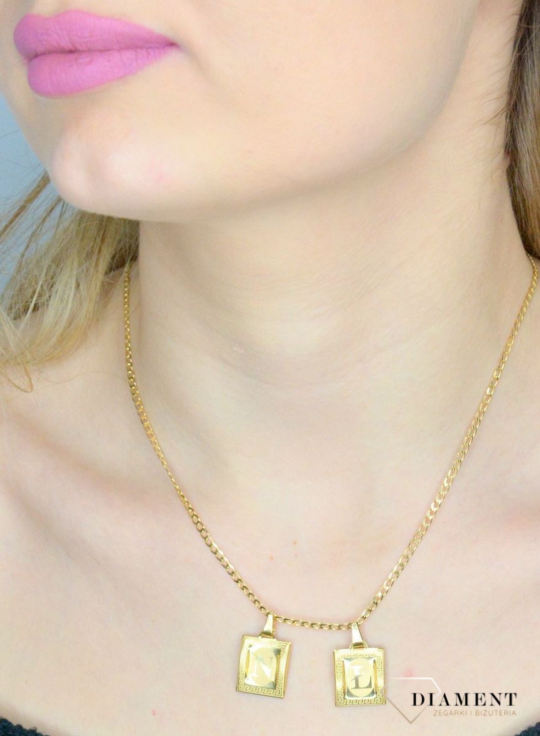 Złota zawieszka damska literka  N 333 Literka N na blaszce z Drogą Grecką DIA-ZAW-10045-333.jpg