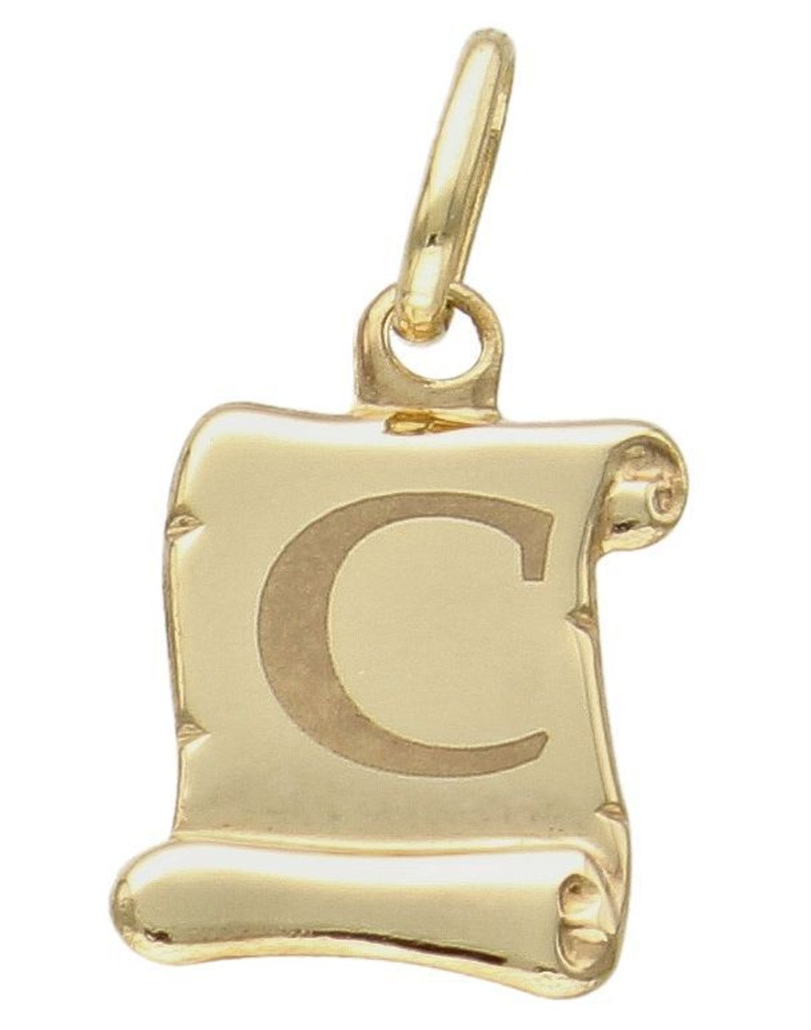 Złota zawieszka literka C na papirusie DIA-ZAW-10046-585. Wisiorek został wykonany z najwyższej jakości złota próby 585 na papirusie. Zawieszka złota literka. Złota literka C. Złoty wisiorek 585. Literka C do łańcuszka. Zawies.jpg