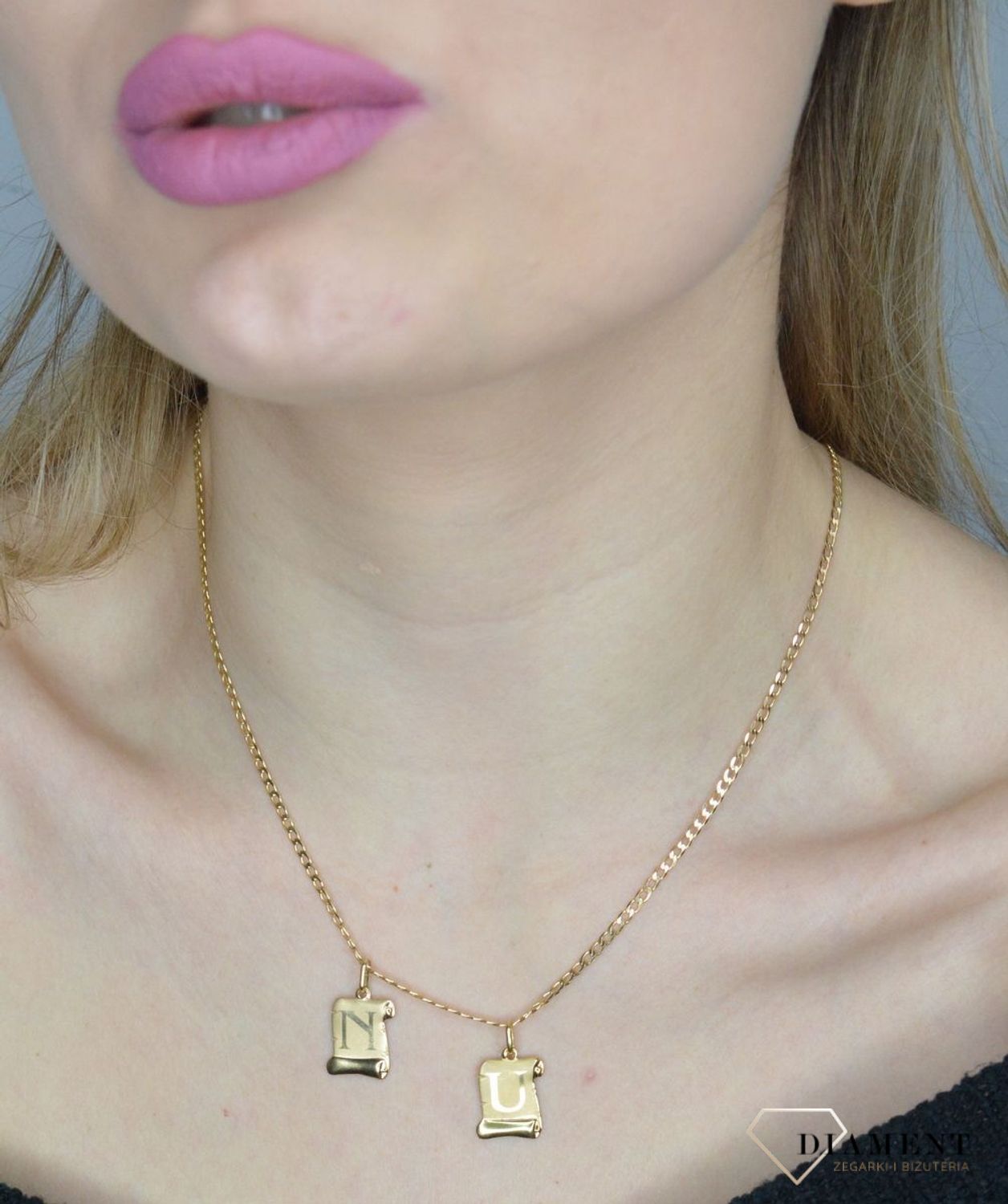 Złota zawieszka damska literka N 333 Literka N na papirusie DIA-ZAW-10050-333.jpg