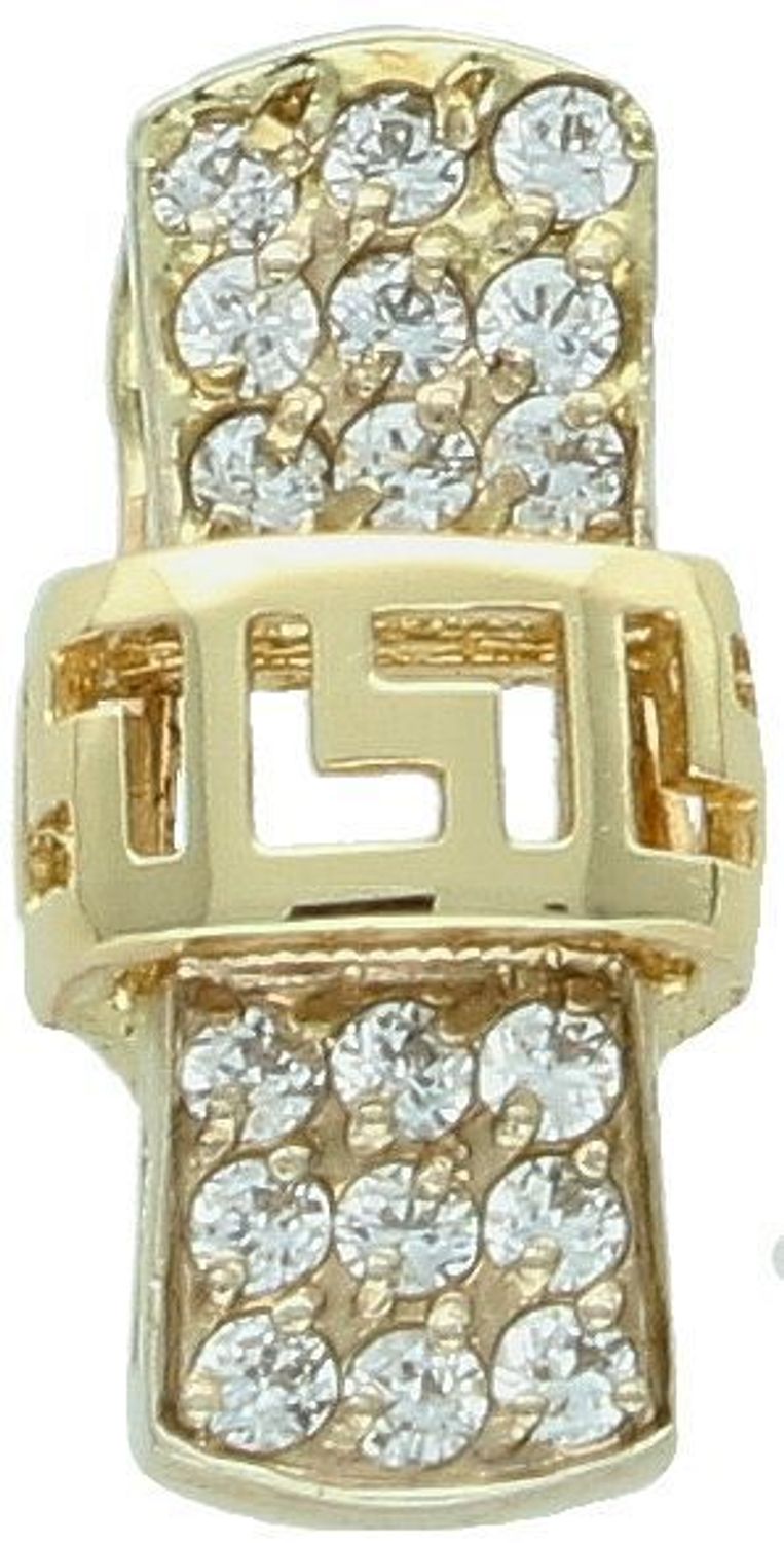 Zawieszka złota Kokardka motyw droga grecka próba 585 DIA-ZAW-1005K-585. Złoty wisiorek został wykonany z wysokiej jakości złota próby 585. Zawieszka złota z cyrkoniami. Złota zawieszka na 1.jpg