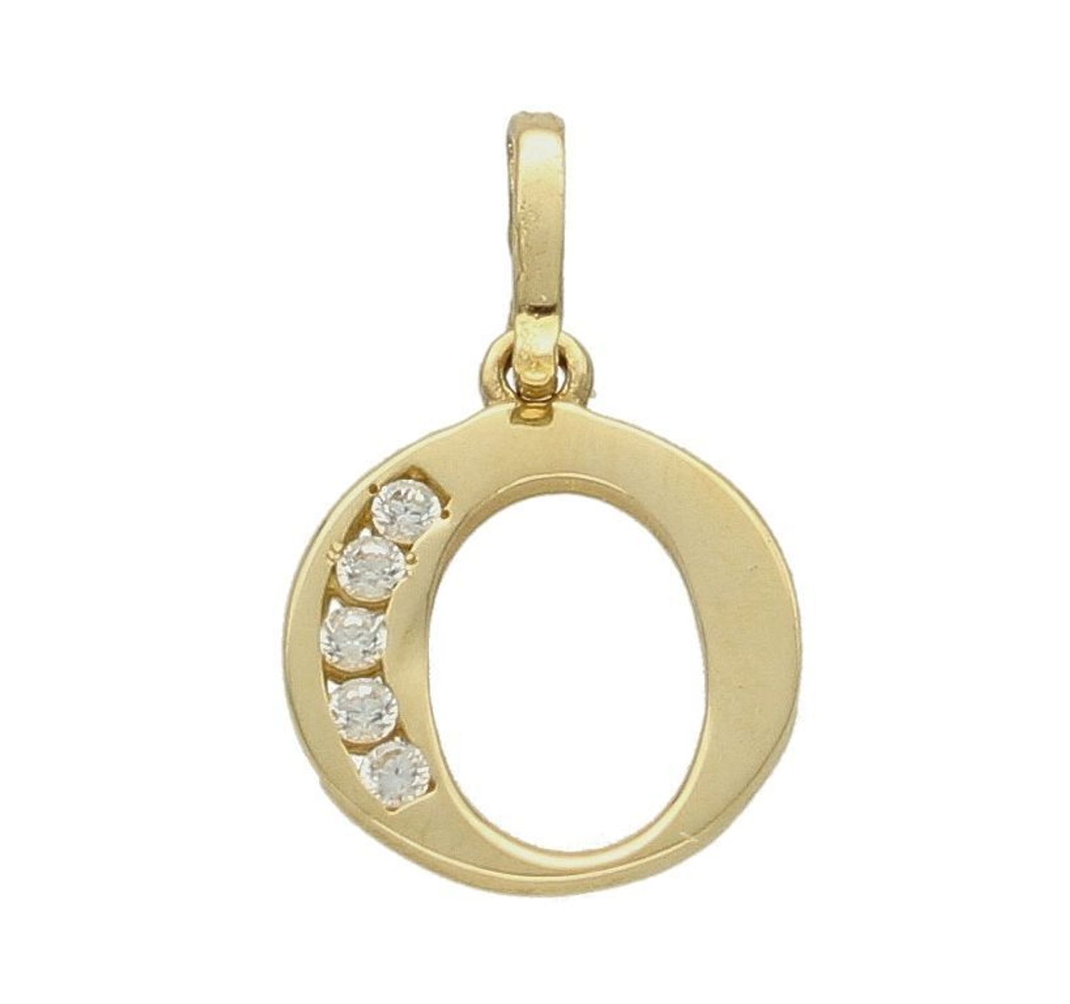 Złota zawieszka 585 literka O ozdobiona cyrkonią DIA-ZAW-10064-585. Złoty wisiorek próby 585. Wisiorek literka z cyrkoniami. Zawieszka złota do łańcuszka literka O. Literka zawieszka idealny pomysł na prezent..jpg
