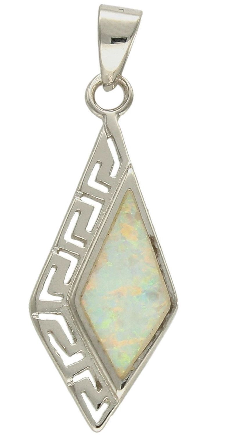 Srebrna zawieszka damska 925 z białym opalem wzór droga grecka DIA-ZAW-10092-925. Pomysł na prezent dla kobiety. Srebrne zawieszki na lato. Zawieszka z białym kamieniem. Biżuteria z białym opalem. Zawieszka do łańcuszka..jpg