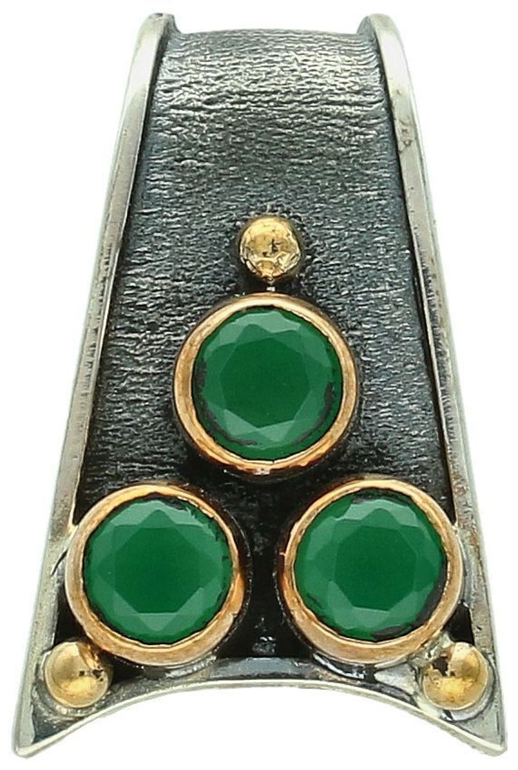 Ekskluzywna srebrna zawieszka geometryczna zdobiona naturalnymi szmaragdami. Próba 925, 9,14 g, długość 3,0 cm, szerokość 2,0 cm. Elegancki i wyrazisty dodatek..jpg