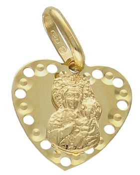 Medalik złoty  Ażurowe serce Matka Boska Częstochowska  585 DIA-ZAW-10254-585b.jpg