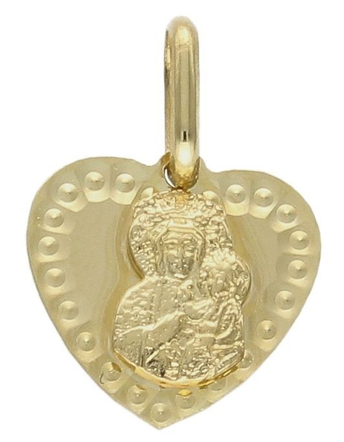 Medalik złoty  Grawerowane serce Matka Boska Częstochowska  585 DIA-ZAW-10255-585b.jpg