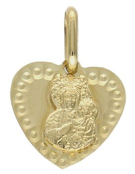 Medalik złoty  Grawerowane serce Matka Boska Częstochowska  585 DIA-ZAW-10255-585b.jpg