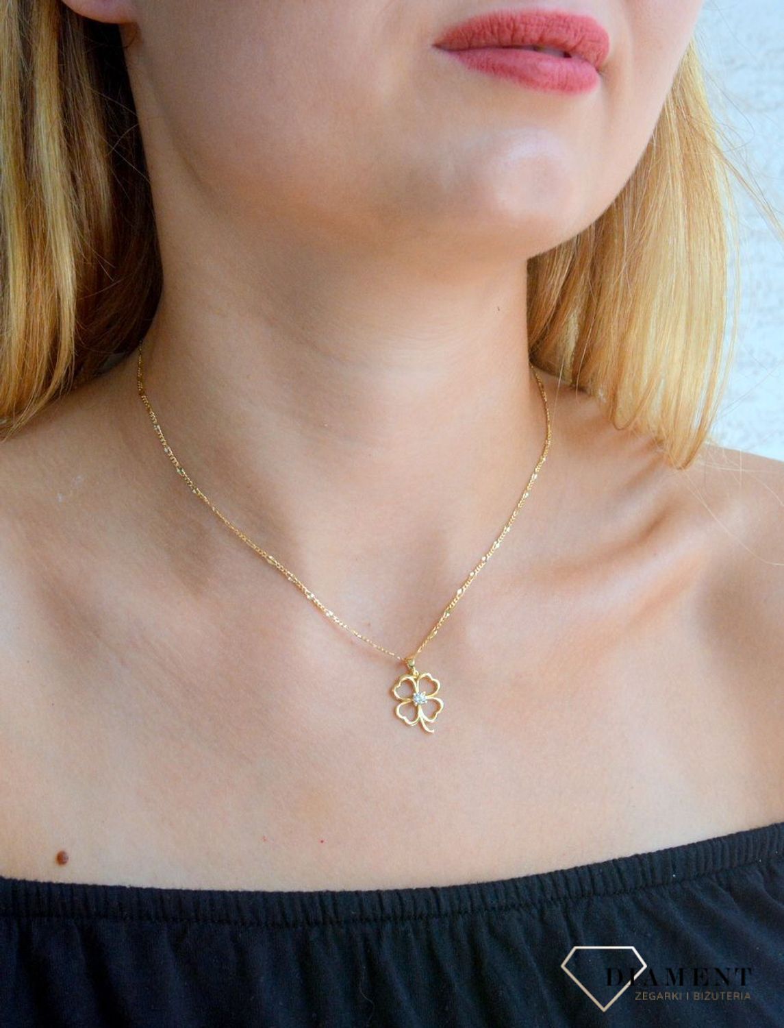 Zawieszka złota Szczęśliwa koniczynka 585 DIA-ZAW-10257-585.jpg