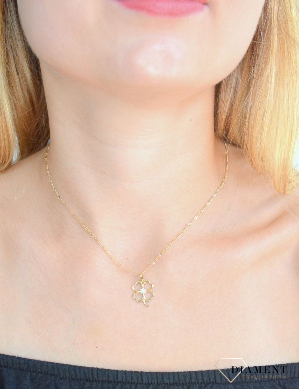 Zawieszka złota Szczęśliwa koniczynka 585 DIA-ZAW-10257-585.jpg