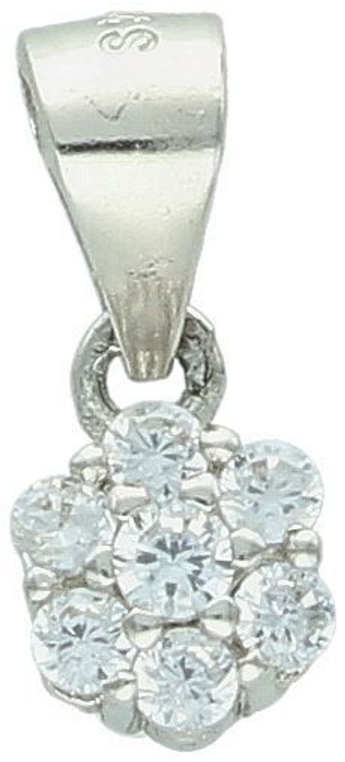 Zawieszka srebrna kwiatek w cyrkonie białe próba 925, DIA-ZAW-10273-925 Zawieszka w kształcie kwiatka to uroczy i subtelny dodatek, który pięknie podkreśli Twoją kobiecość i delikatność.1.jpg