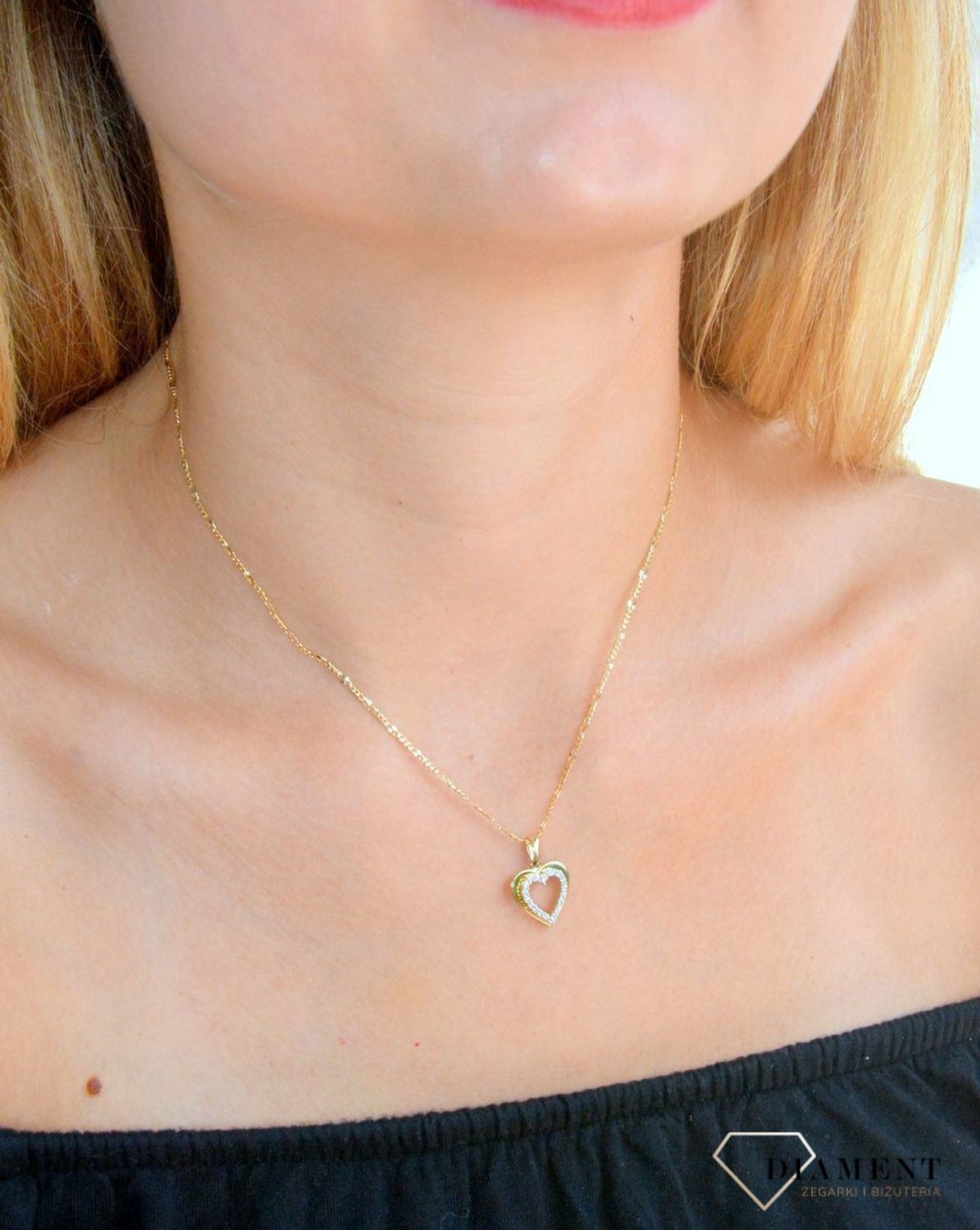 Zawieszka złota Serduszko z cyrkoniami 585 DIA-ZAW-10366-585.jpg