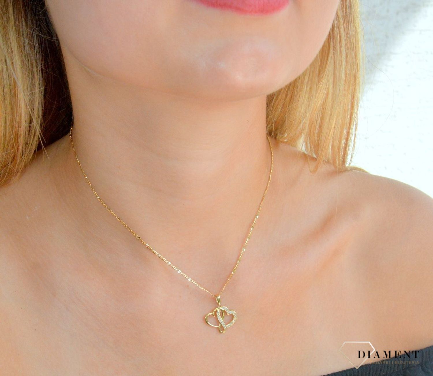 Zawieszka złota Połączone serca w nieskończoność 585 DIA-ZAW-10369-585.jpg