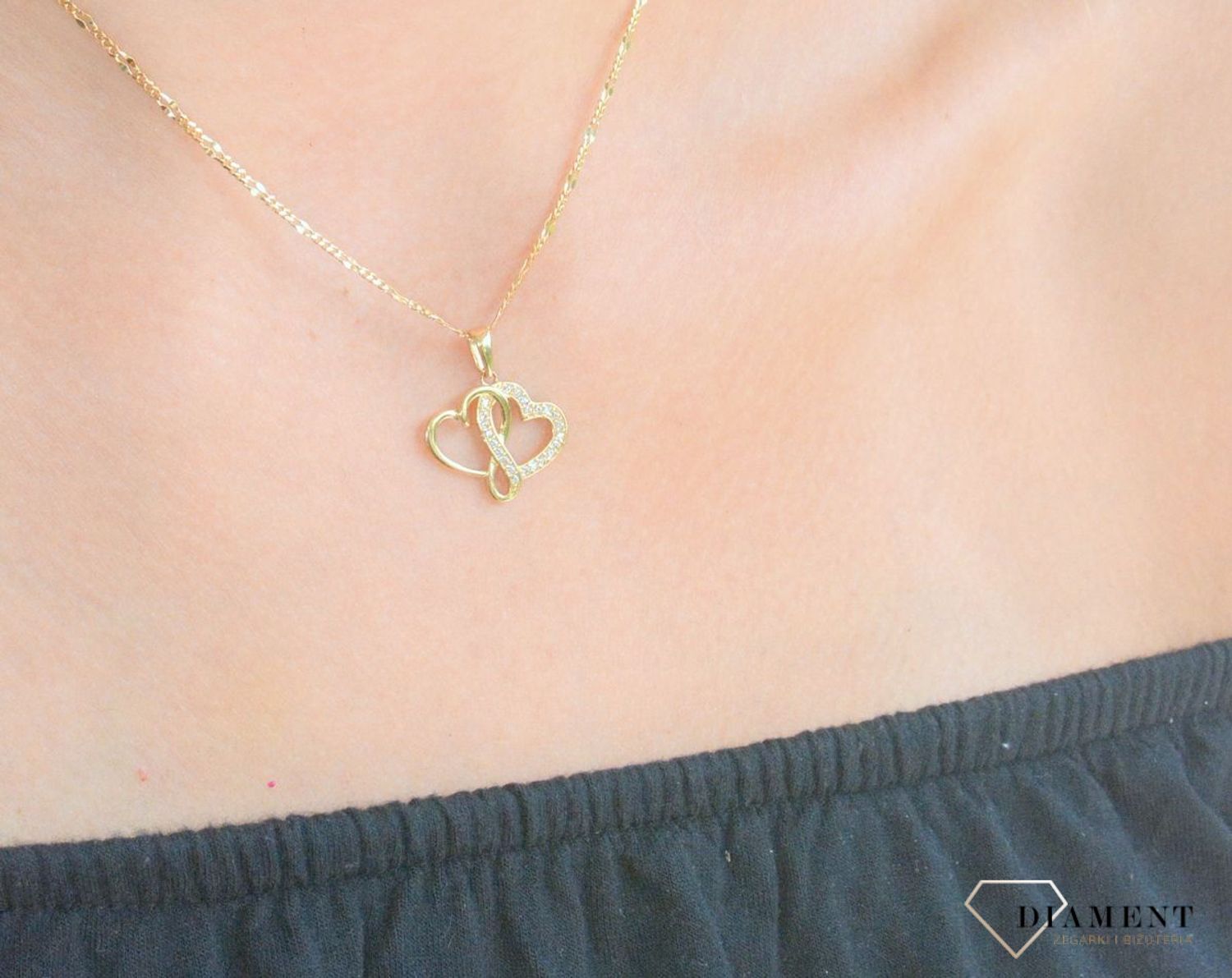 Zawieszka złota Połączone serca w nieskończoność 585 DIA-ZAW-10369-585.jpg