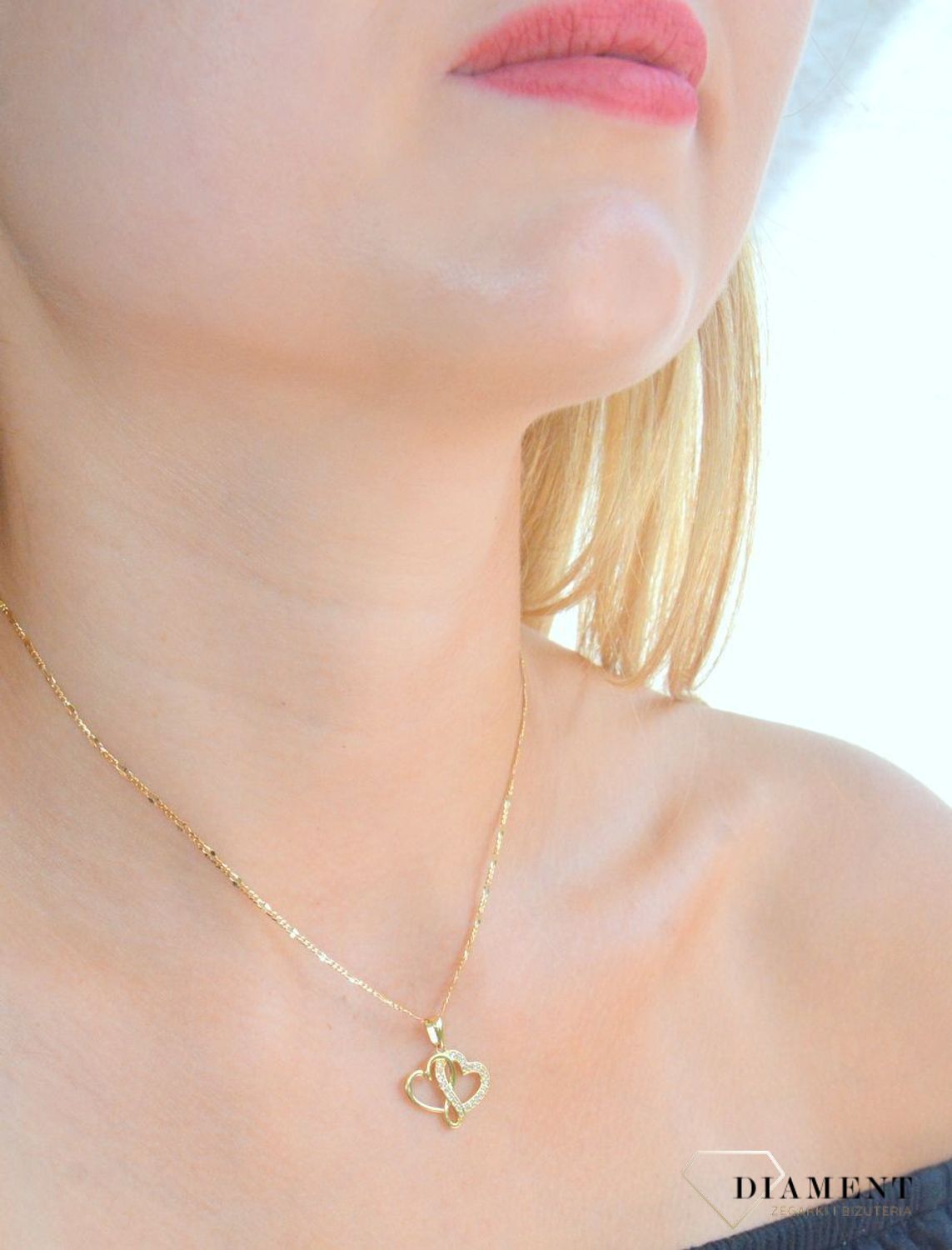 Zawieszka złota Połączone serca w nieskończoność 585 DIA-ZAW-10369-585.jpg