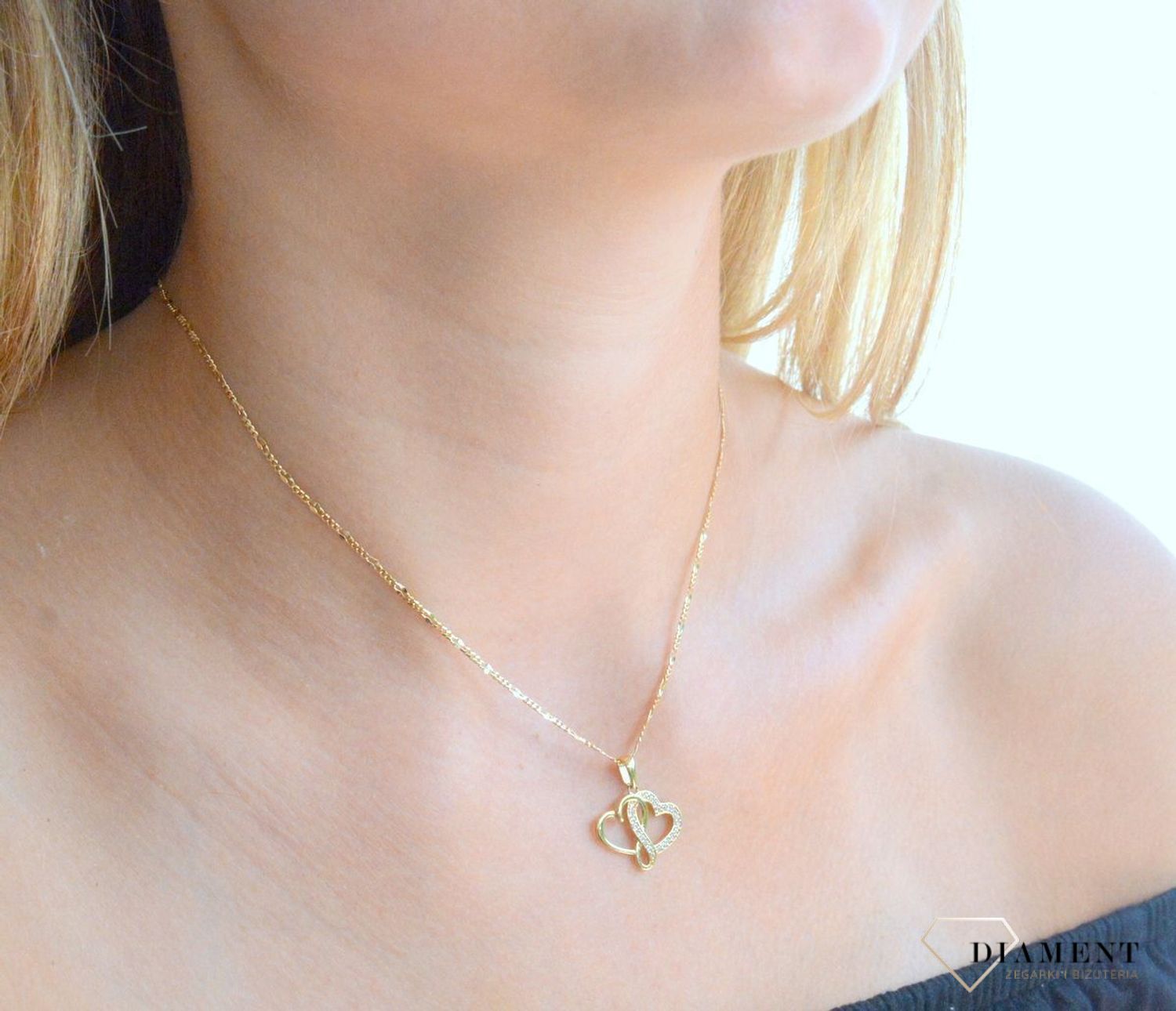 Zawieszka złota Połączone serca w nieskończoność 585 DIA-ZAW-10369-585.jpg