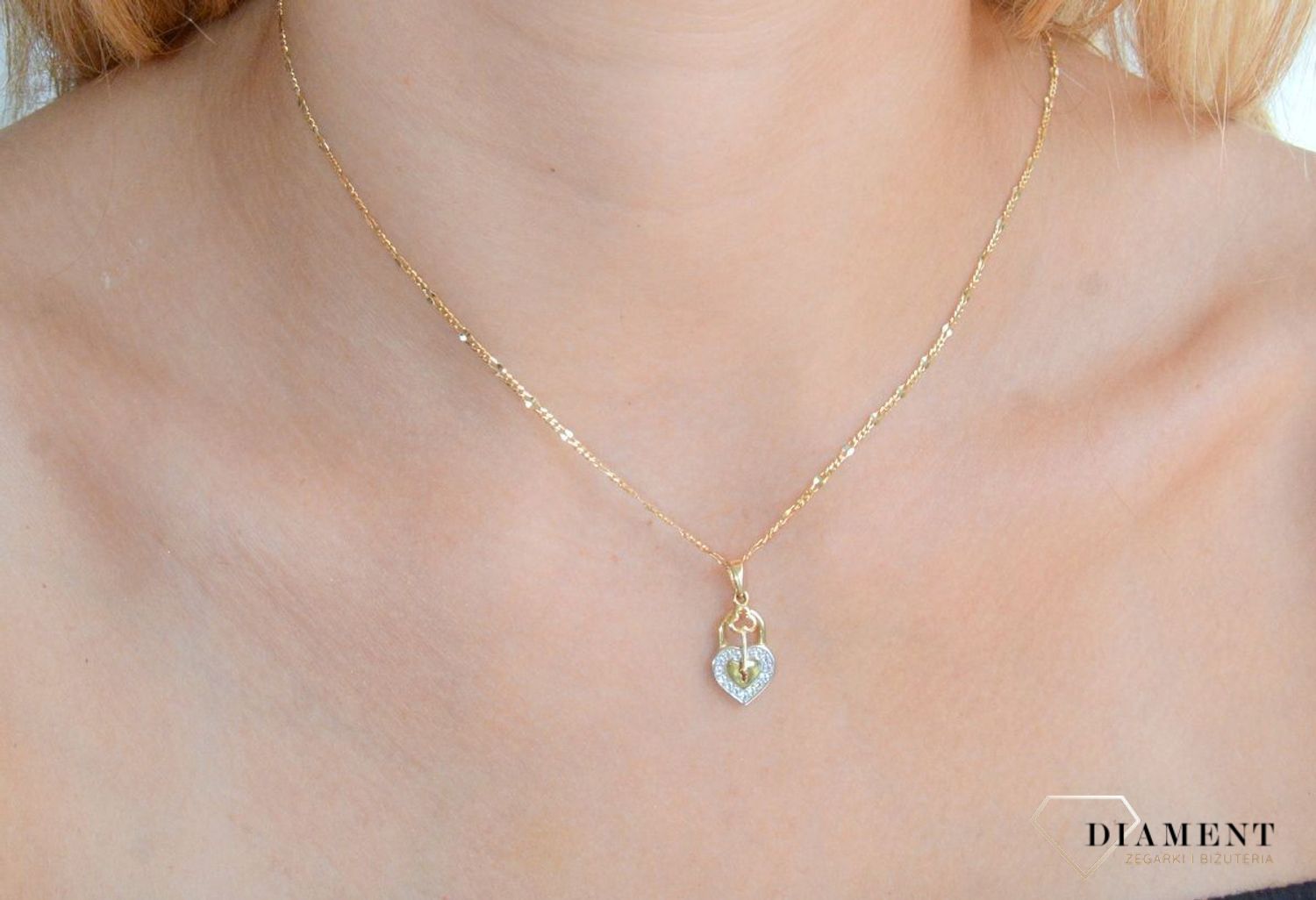 Zawieszka złota Kłódka z kluczykiem 585 DIA-ZAW-10370-585.jpg