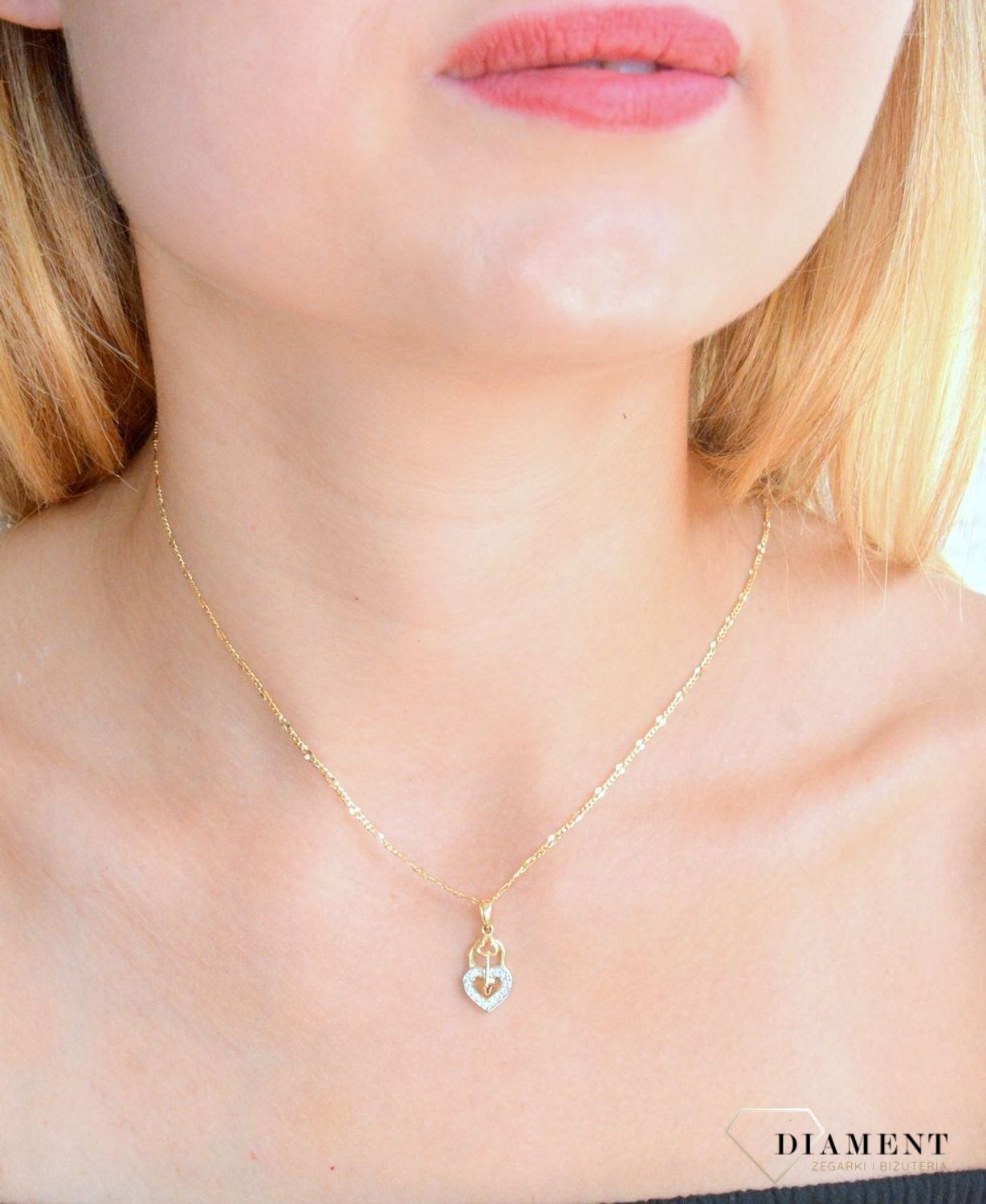 Zawieszka złota Kłódka z kluczykiem 585 DIA-ZAW-10370-585.jpg