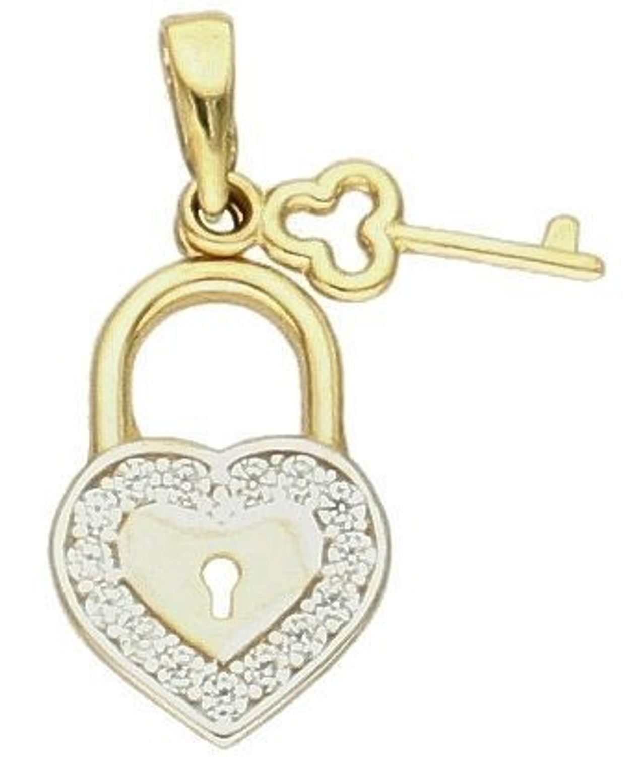 Zawieszka złota Kłódka z kluczykiem 585 DIA-ZAW-10370-585.jpg