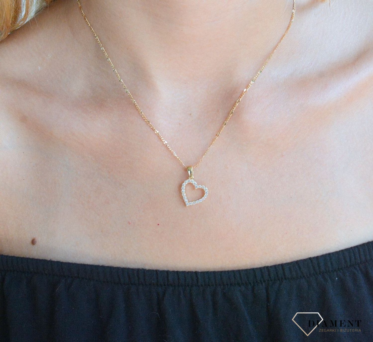 Zawieszka złota Biżuteryjne serduszko 585 DIA-ZAW-10408-585 (2).jpg