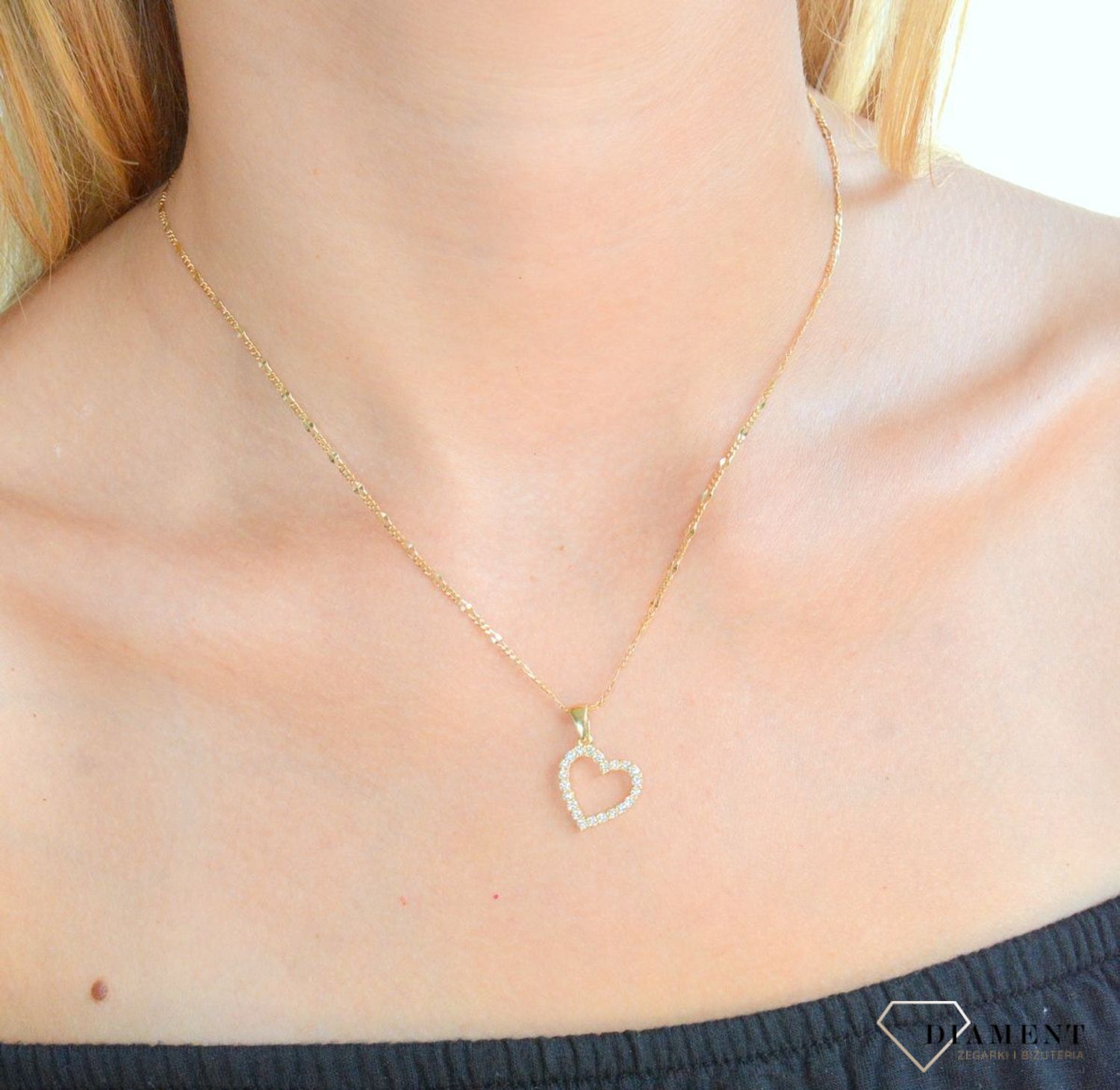 Zawieszka złota Biżuteryjne serduszko 585 DIA-ZAW-10408-585 (2).jpg