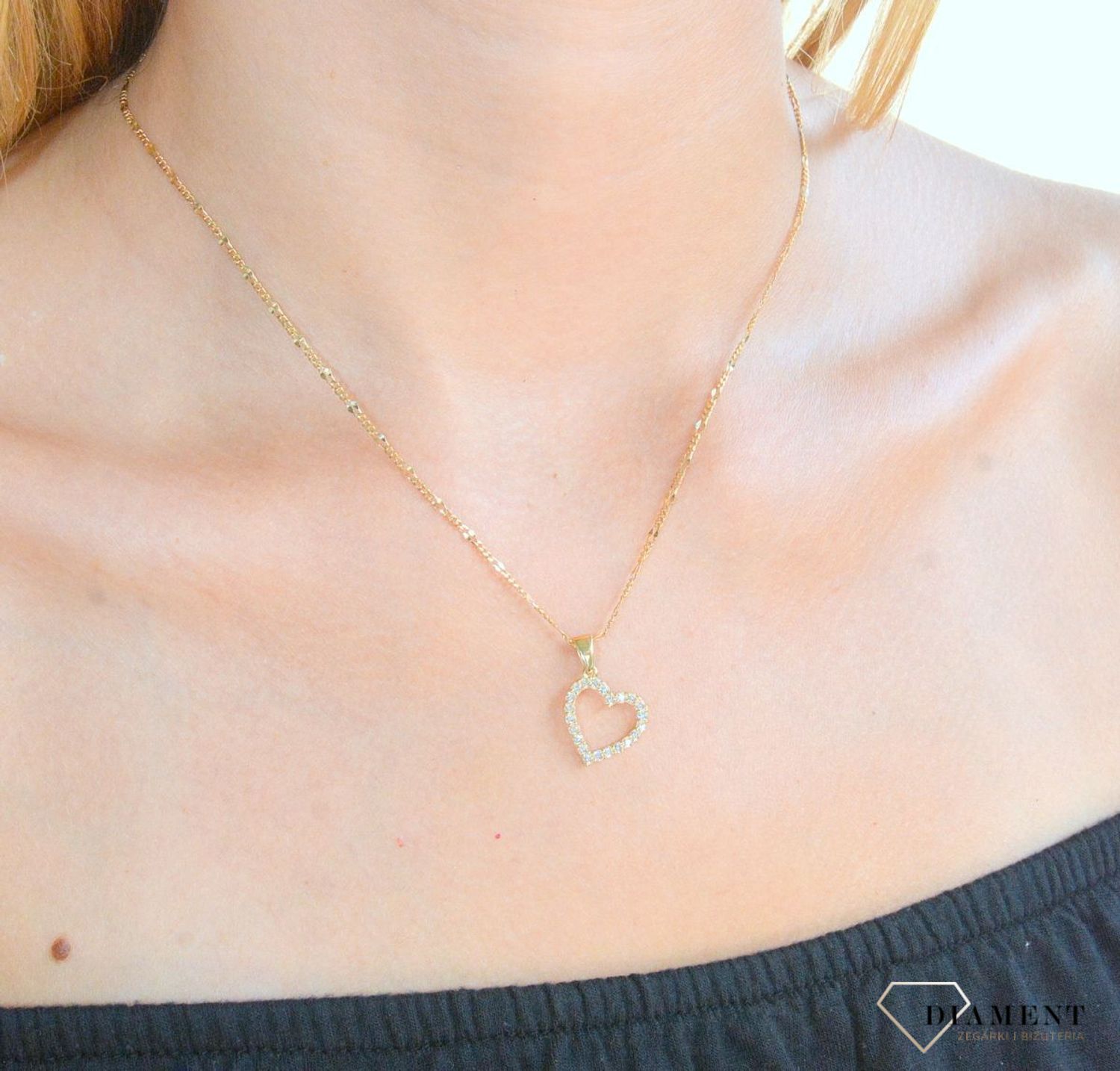 Zawieszka złota Biżuteryjne serduszko 585 DIA-ZAW-10408-585 (2).jpg