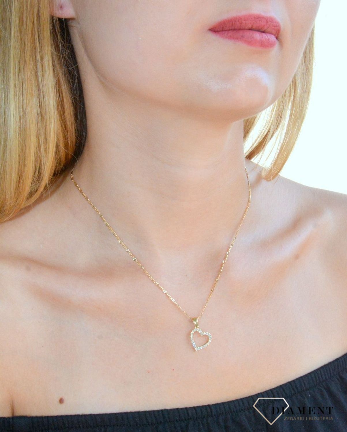 Zawieszka złota Biżuteryjne serduszko 585 DIA-ZAW-10408-585 (2).jpg