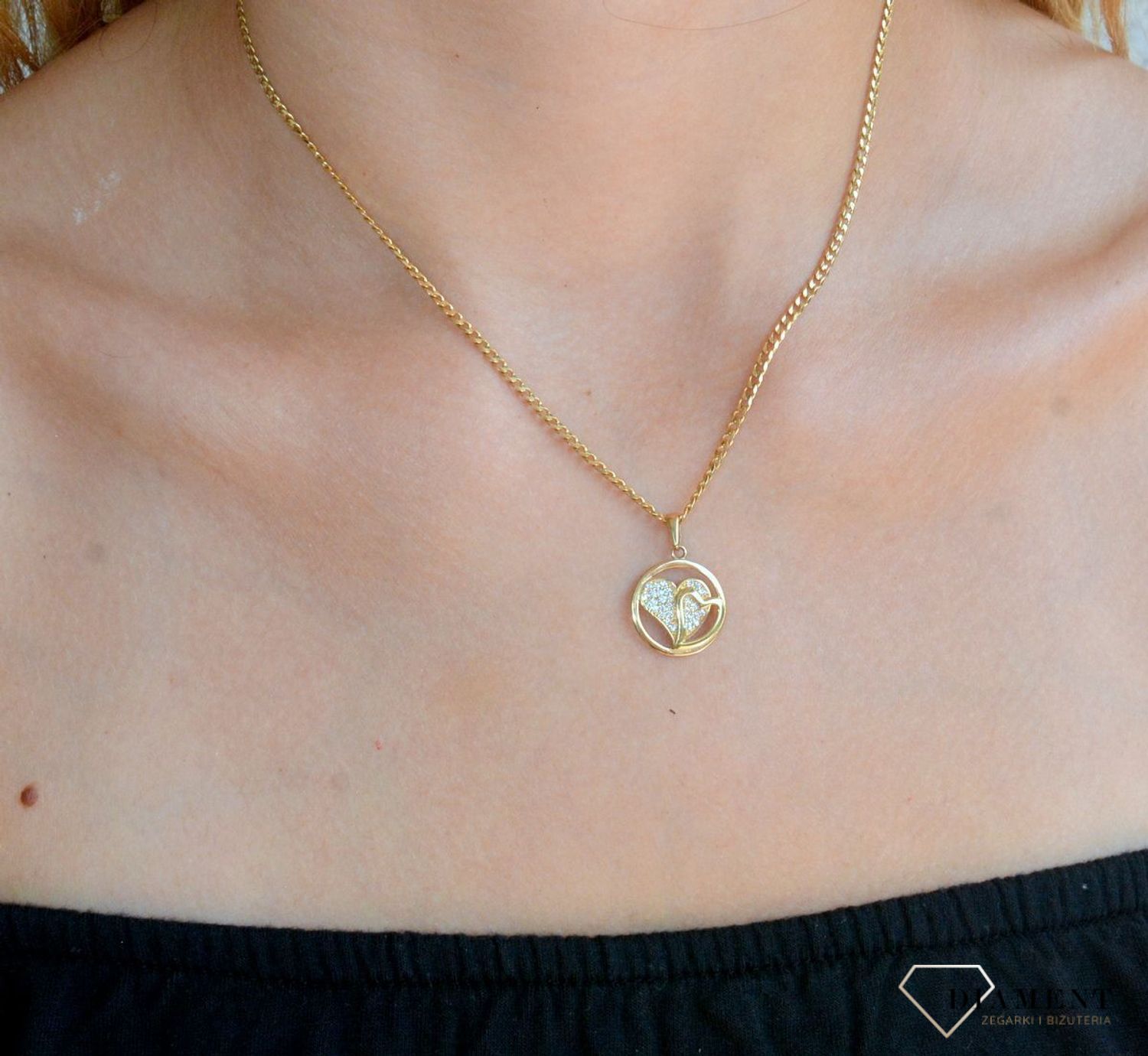 Zawieszka złota  Dwa serca w okręgu 585 DIA-ZAW-10409-585.jpg