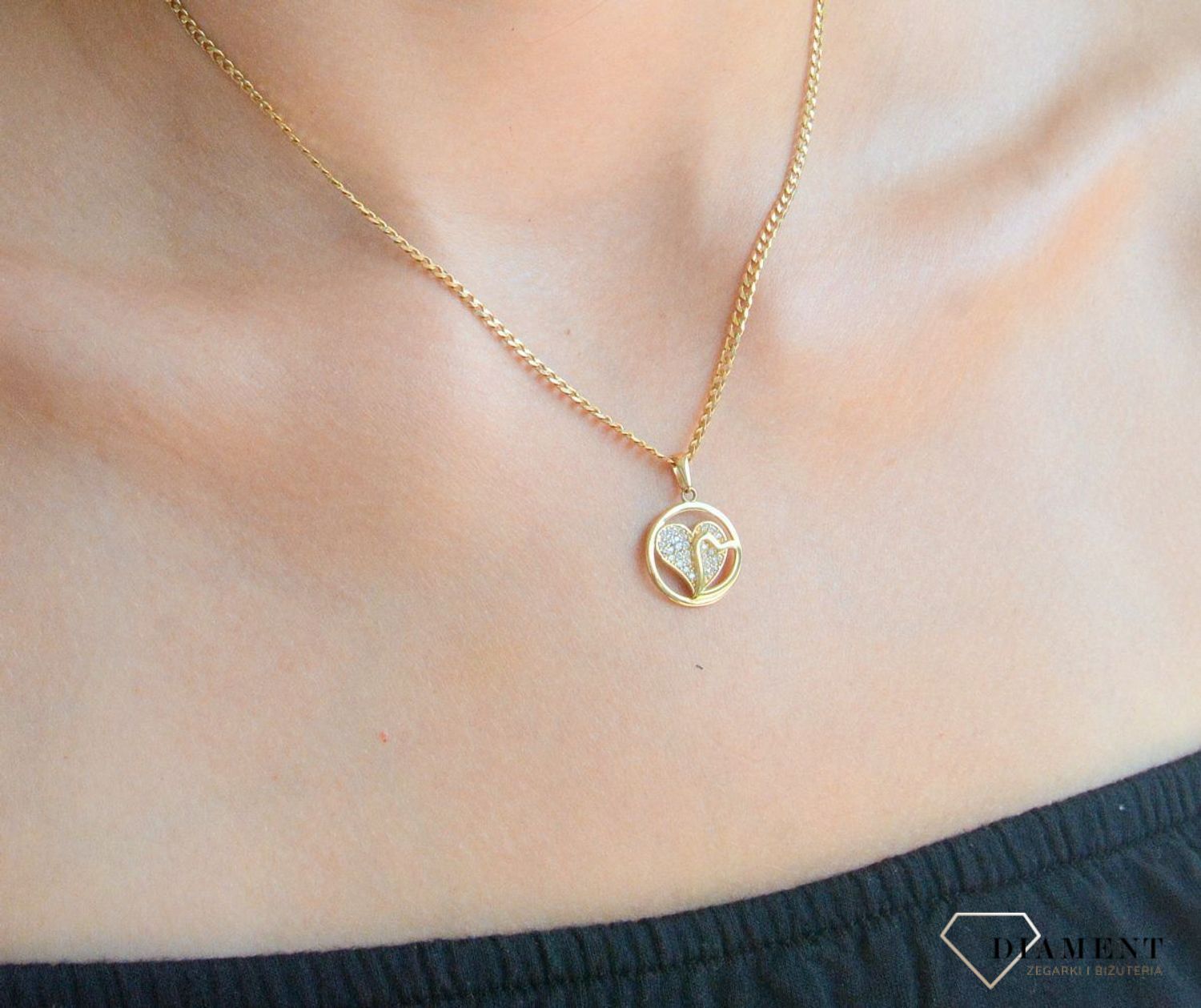 Zawieszka złota  Dwa serca w okręgu 585 DIA-ZAW-10409-585.jpg