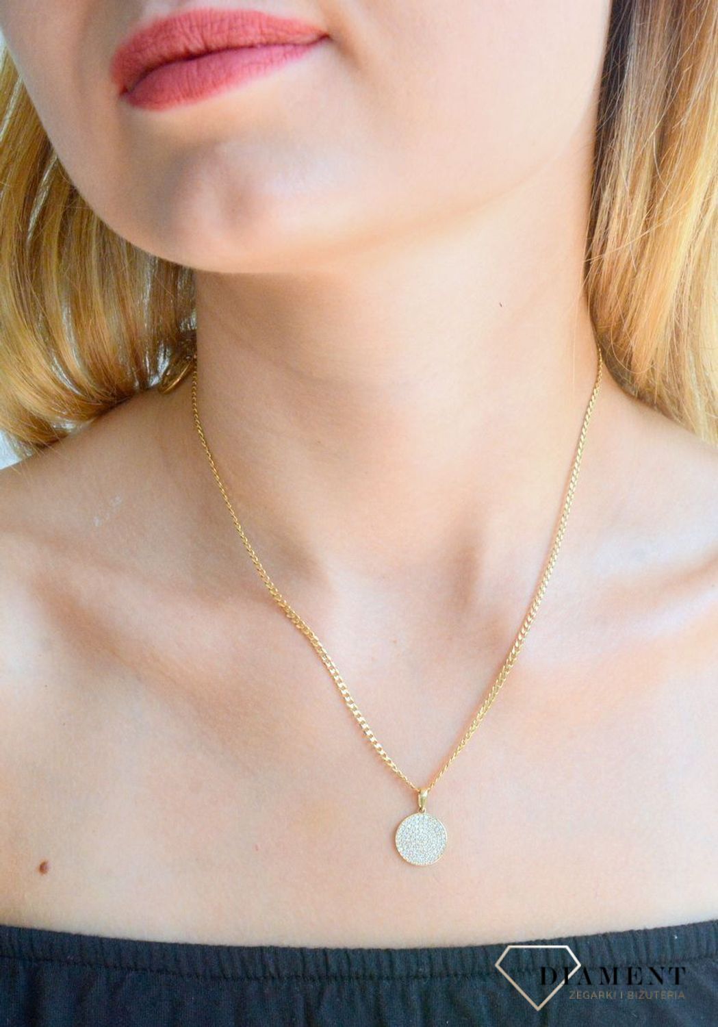 Zawieszka złota Kółeczko z cyrkoniami 585 DIA-ZAW-10413-585.jpg