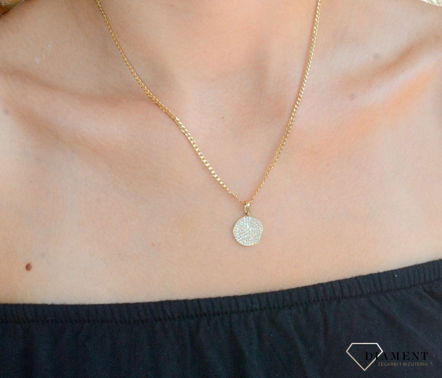 Zawieszka złota Kółeczko z cyrkoniami 585 DIA-ZAW-10413-585.jpg