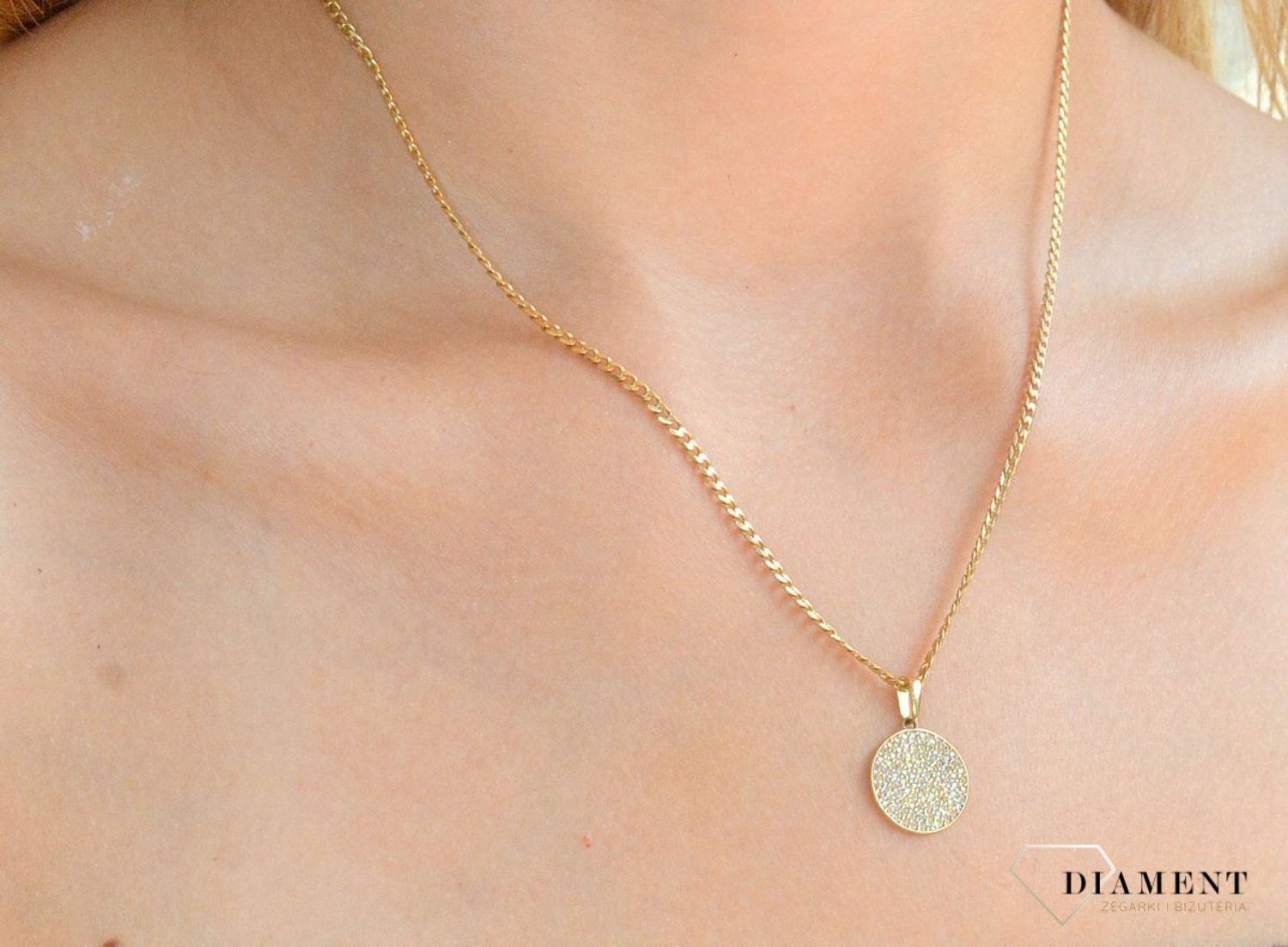 Zawieszka złota Kółeczko z cyrkoniami 585 DIA-ZAW-10413-585.jpg