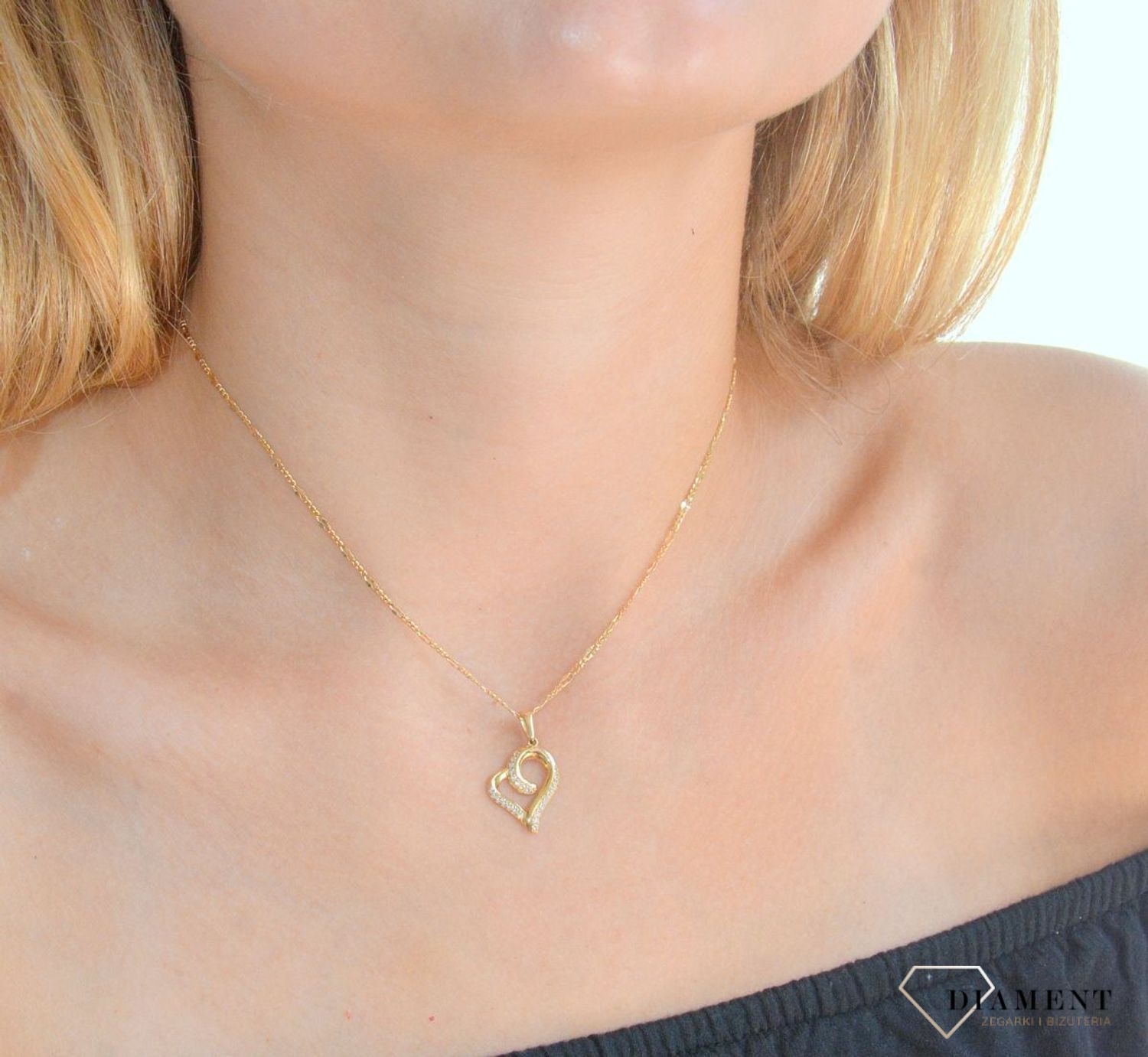 Zawieszka złota Zakręcone serduszko 585 DIA-ZAW-10414-585 (3).jpg