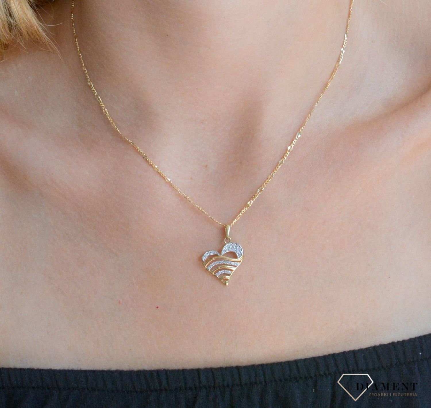 Zawieszka złota Serce w paski  585 DIA-ZAW-10415-585 (2).jpg