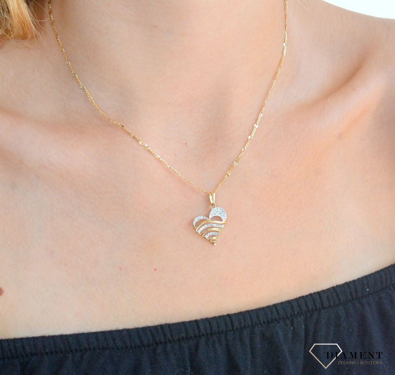Zawieszka złota Serce w paski  585 DIA-ZAW-10415-585 (2).jpg