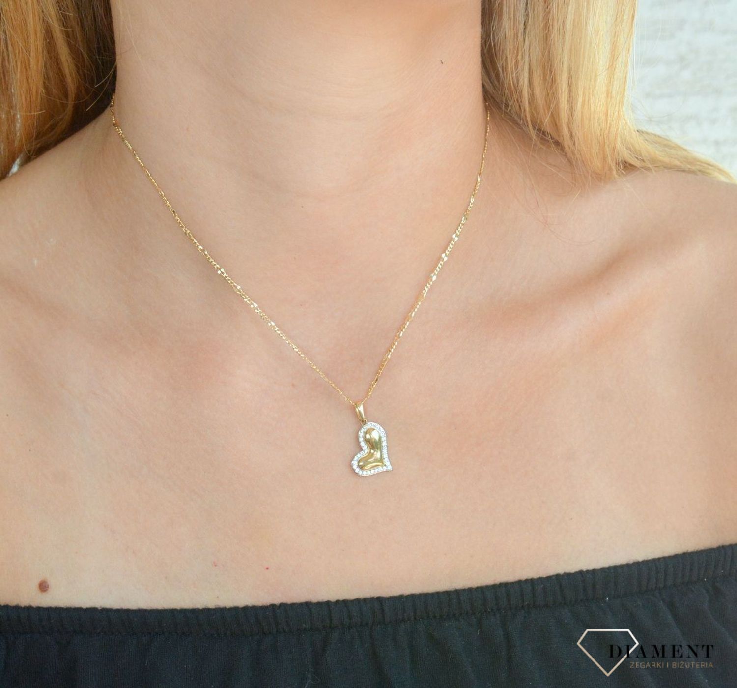 Zawieszka złota Pochyłe serduszko 585 DIA-ZAW-10421-585 (1).jpg