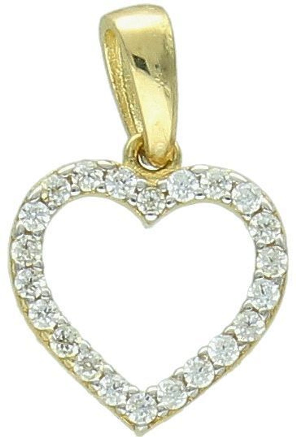 Zawieszka złota serce w cyrkonie pr 585, DIA-ZAW-10465-585 Zawieszka wykonana z żółtego 14 karatowego złota w formie serca. Idealny pomysł na prezent.1.jpg