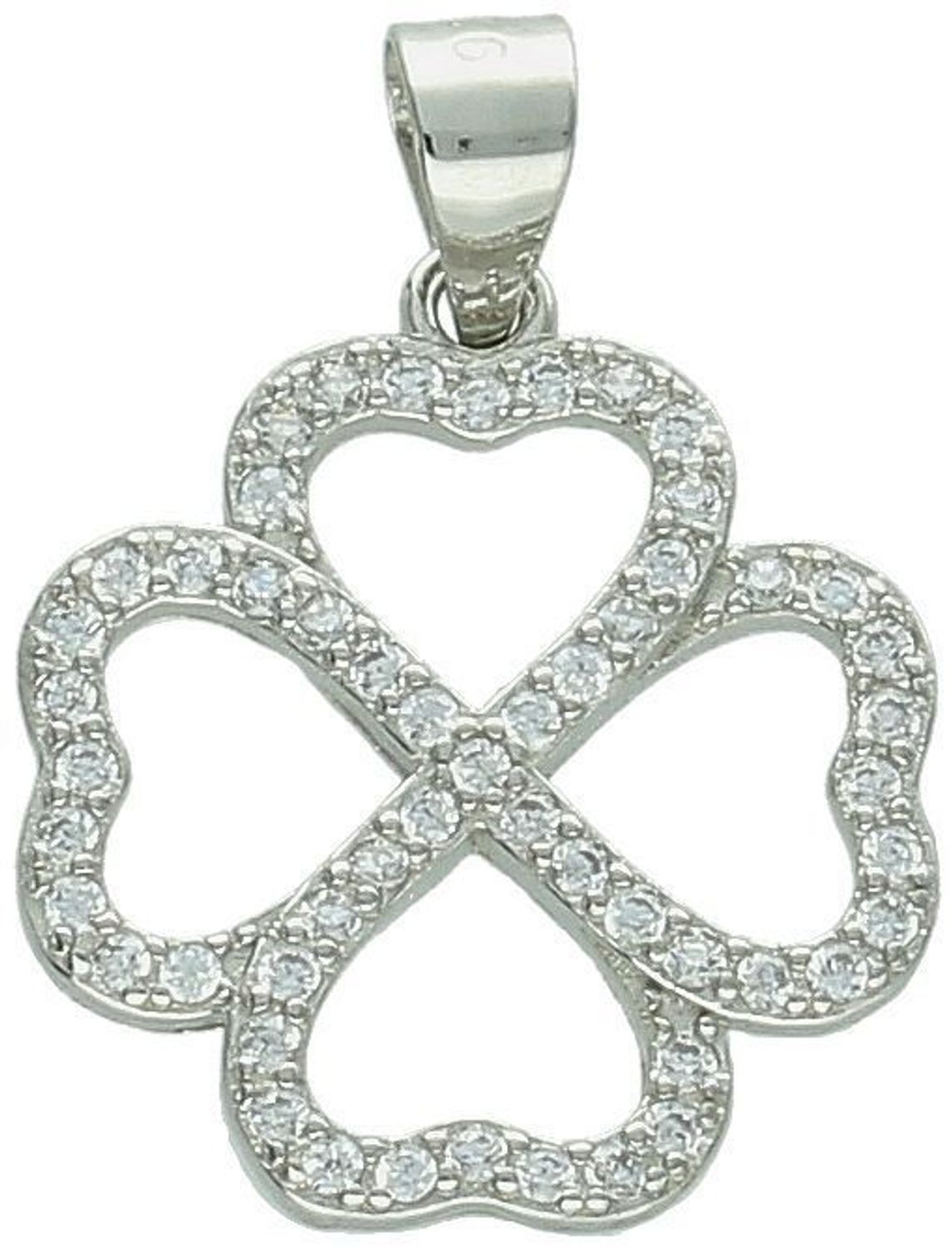 Srebrna zawieszka 925 w kształcie koniczynki z cyrkoniami. Symbol szczęścia i subtelna elegancja. Doskonała na prezent. Gwarancja 2 lata, oryginalne opakowanie.1.jpg