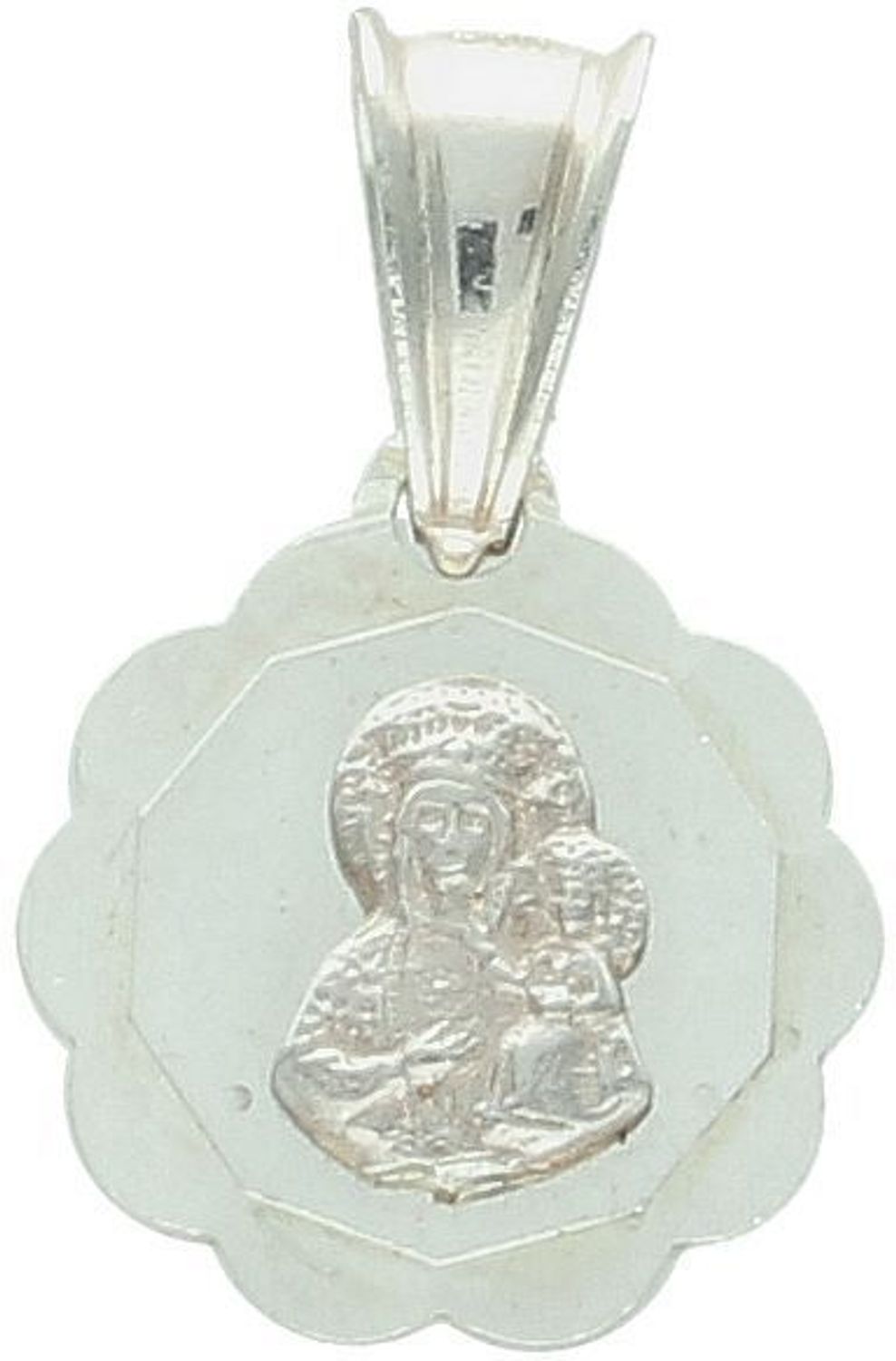 Zawieszka medalik srebrny próba 925, Matka Boska z dzieciątkiem DIA-ZAW-10646-925 Ta elegancka zawieszka medalik w formie okrągłej z wizerunkiem Matki Boskiej z 1.jpg