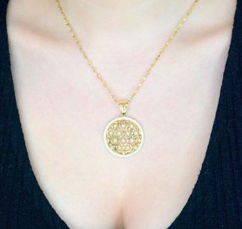 Zawieszka złote kółko ażurowe dmuchawcami i cyrkoniami próba 585 3 cm DIA-ZAW-10891-585 Motyw dmuchawca symbolizuje nadzieję i szczęście..  (4).JPG