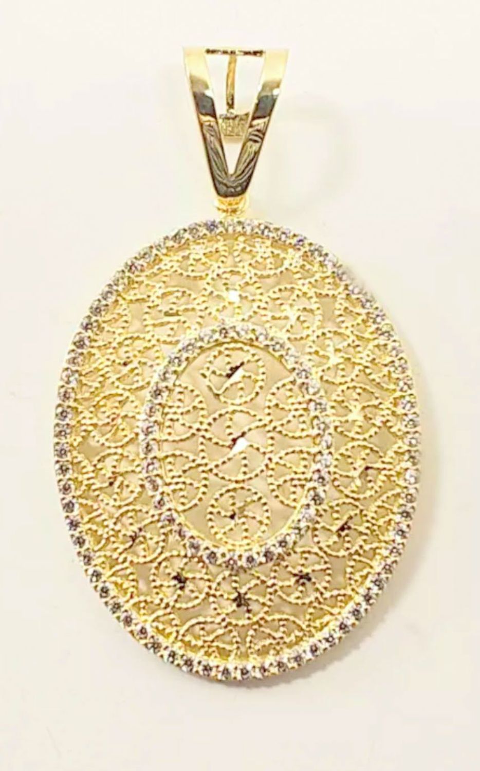 Zawieszka złote kółko ażurowe z cyrkoniami próba 585 DIA-ZAW-10892-585. Złota zawieszka damska. Duża ażurowa zawieszka damska. 11.jpg