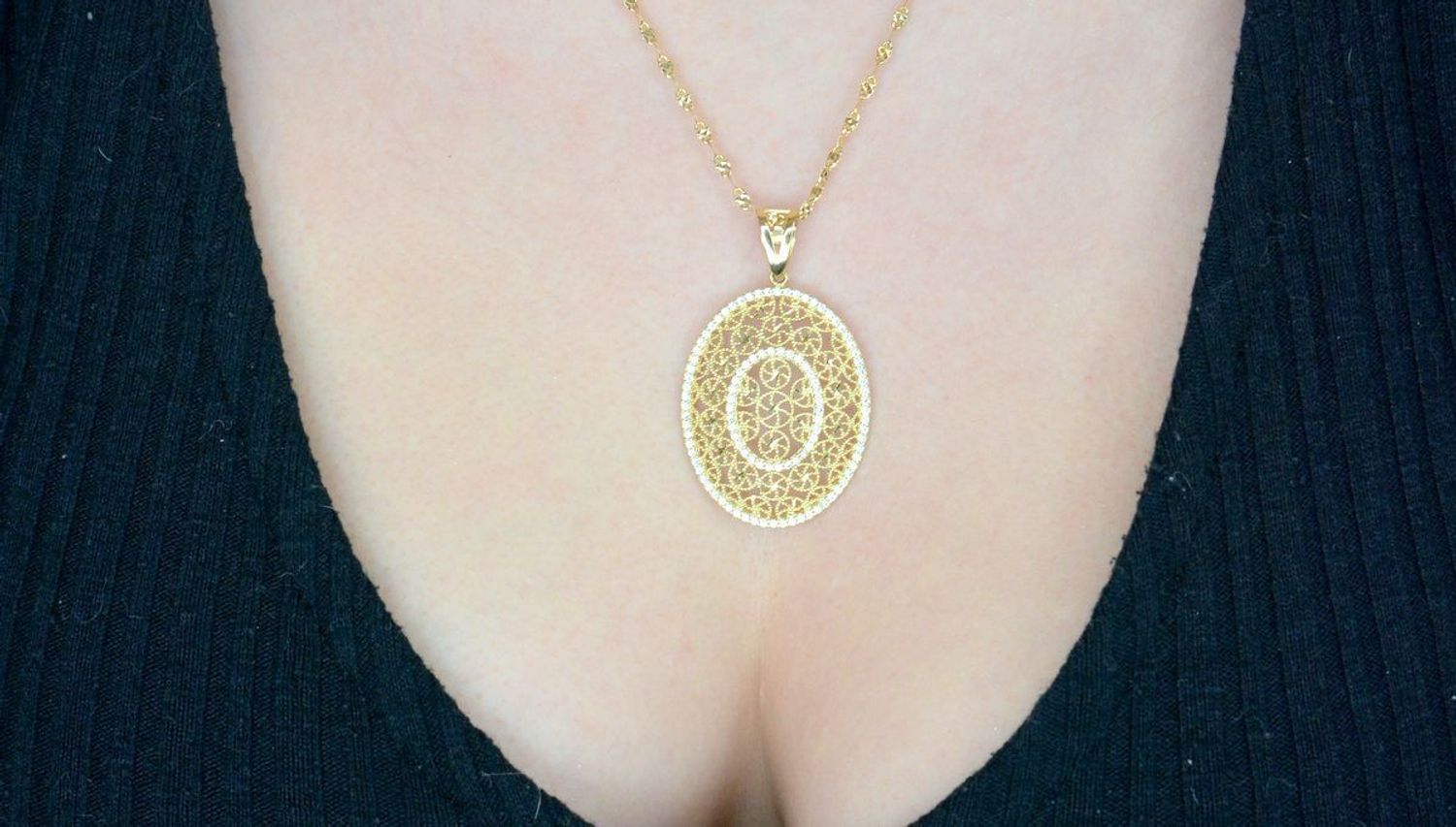 Zawieszka złote kółko ażurowe z cyrkoniami próba 585 DIA-ZAW-10892-585. Złota zawieszka damska. Duża ażurowa zawieszka damska. 11.jpg