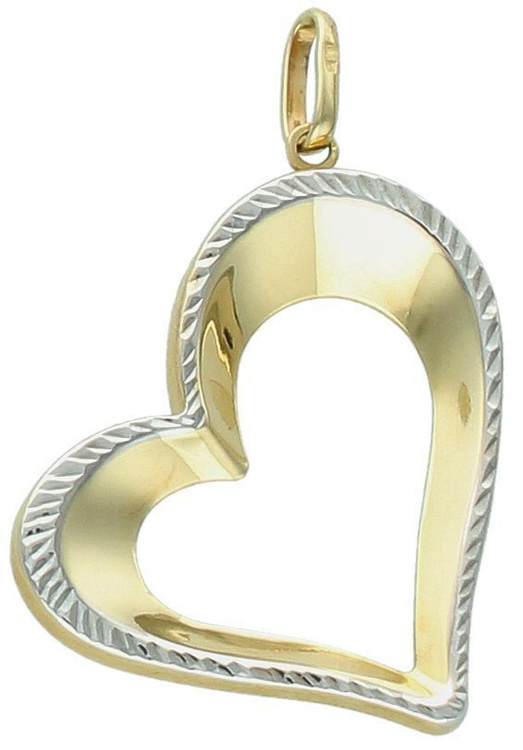 Duża zawieszka złota serce z białym złotem próba 585 DIA-ZAW-10903-585. Duża zawieszka złota. Złota biżuteria z sercem. Zawieszki złote. Prezent dla kobiety. Złota biżuteria. Modne zawieszki.1.jpg