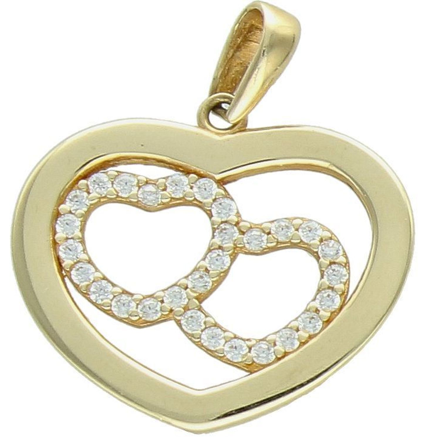 Zawieszka złota serce z cyrkoniami pr 585, DIA-ZAW-10906-585  Zawieszka w kształcie serca, wykonana z wysokiej jakości złota próby 585, to elegancka i 2.jpg