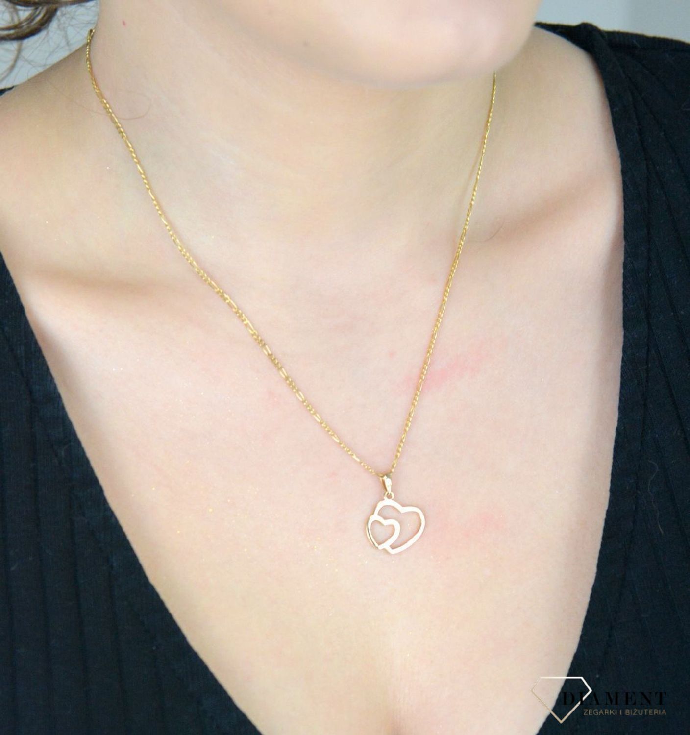 Złota zawieszka dwa serca połączone 585 Ag.jpg