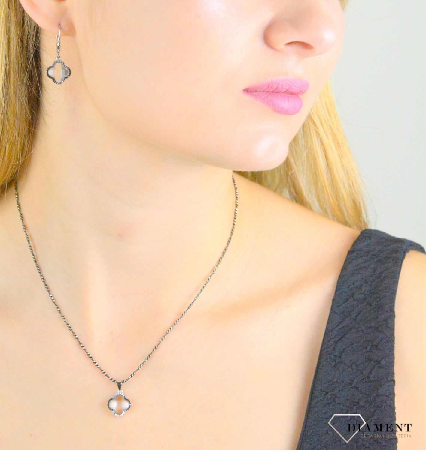 Srebrna zawieszka damska 925 koniczynka przezroczysta DIA-ZAW-10967-925.jpg